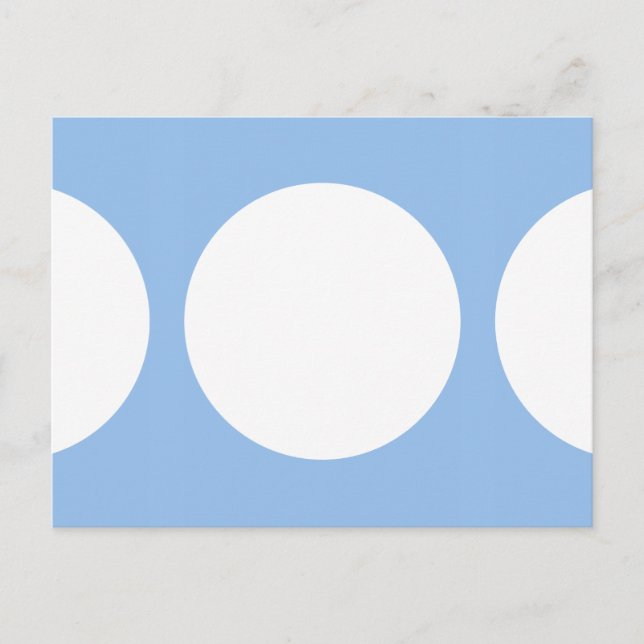 Cercles blancs sur carte postale bleu clair (Devant)