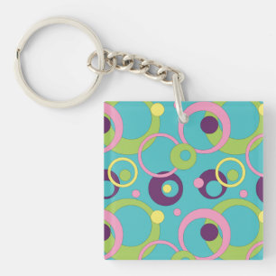 Cercles bleus funky Porte - clé acrylique