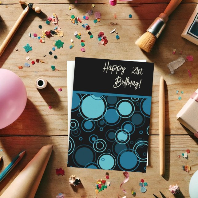 Cercles bleus modernes Carte d'anniversaire person (Créateur téléchargé)