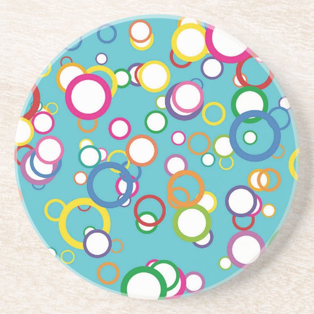 Cercles colorés Dessous de verre en grès (Devant)