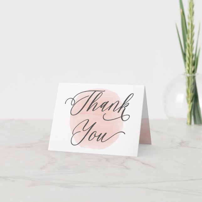 Cercles d'aquarelle mariage, Rose Carte de remerci (Devant)