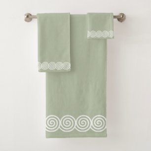Cercles de spirale abstraits sur fond vert sauge