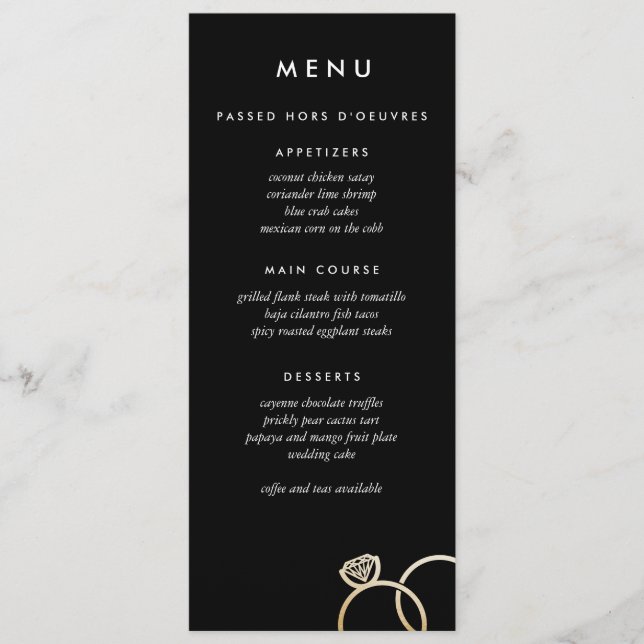 Cercles d'or moderne Menu de mariage personnalisé  (Devant)