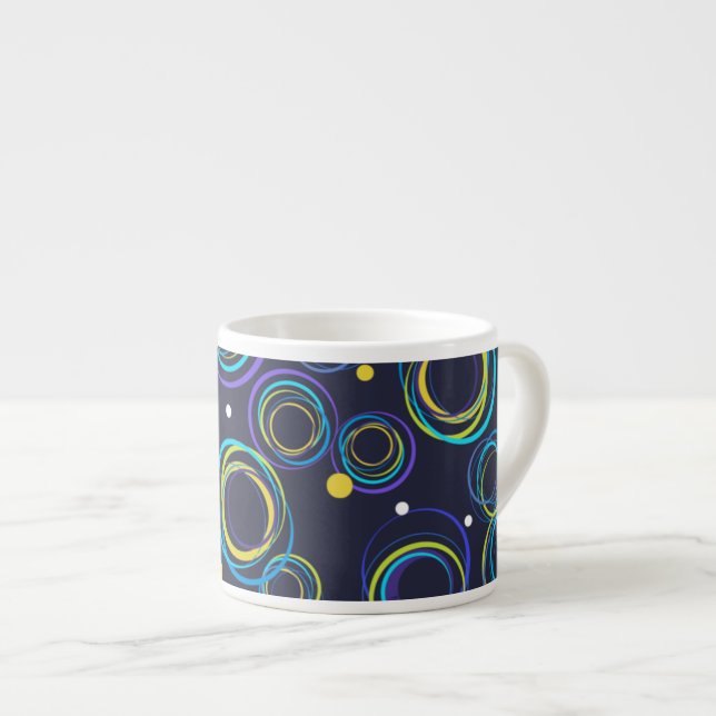 Cercles funky bleu marine espresso mug (Devant droit)