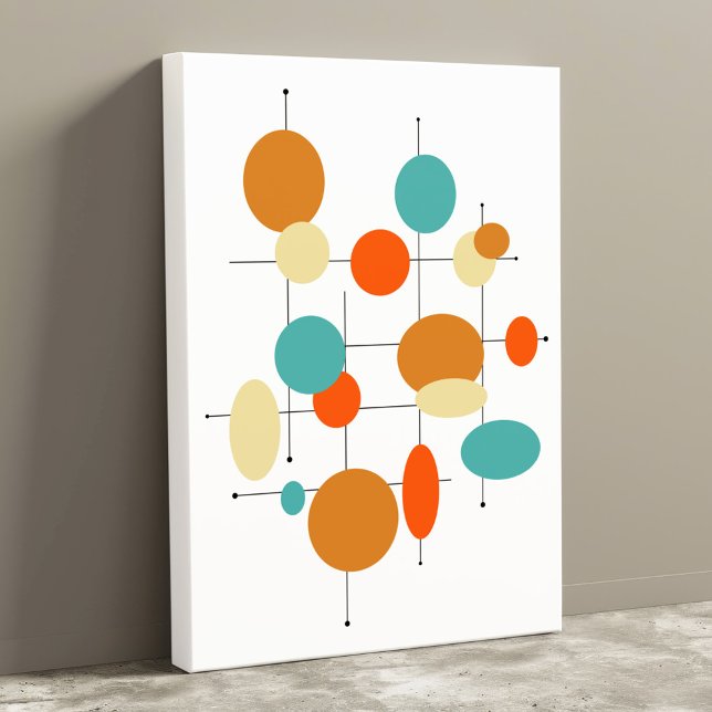 Cercles Milieu de siècle Moderne 11" x 14" Toile E (Créateur téléchargé)
