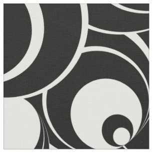 Cercles noirs et blancs Tissu Abstrait