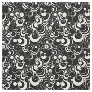 Cercles noirs et blancs Tissu Abstrait 2