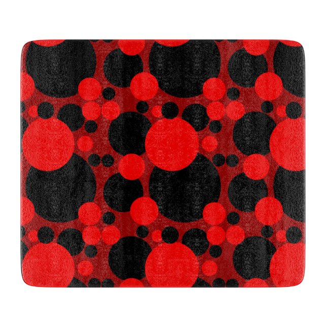 Cercles rouges pointillés noirs planche à découper (Devant)