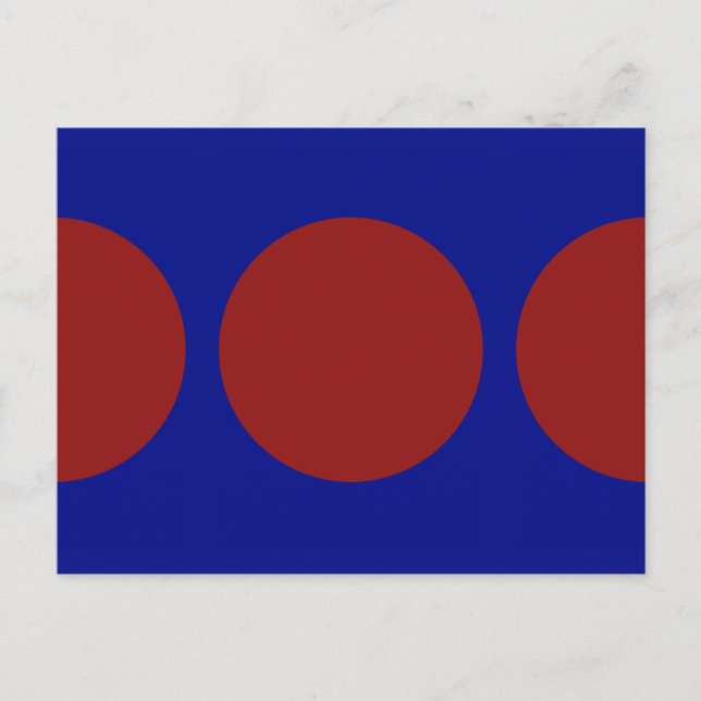 Cercles rouges sur carte postale bleue (Devant)