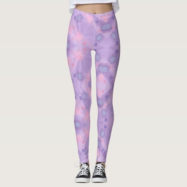 Cercles Sphères Lavande bleu rose Leggings (Devant)