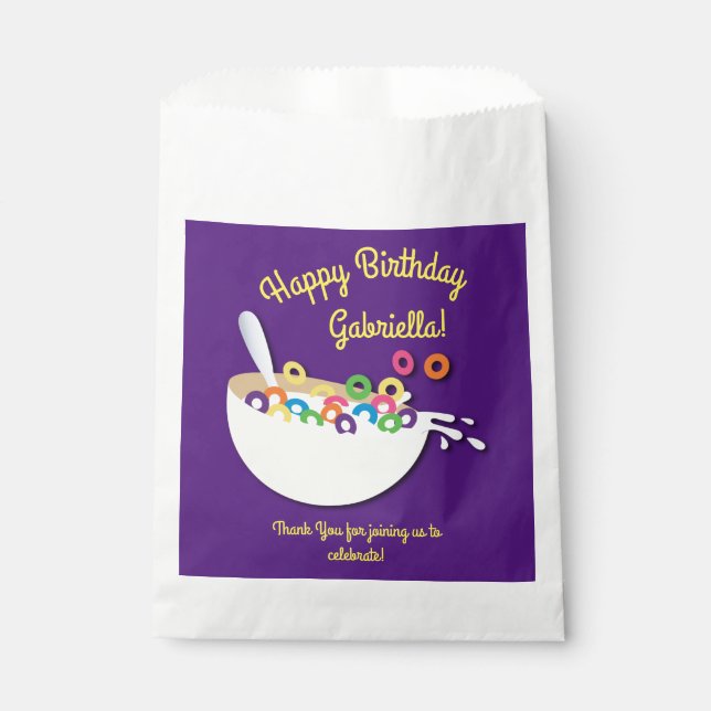 Cereal Bowl Kids Sleepover Birthday Party Cute Favour Bag (Front)