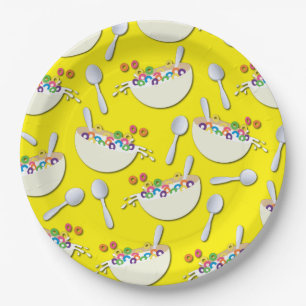 Cereal Bowl Kids Sleepover Birthday Party Cute Paper Plate
