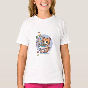 Cereal Bowl Kitten Kids T-Shirt