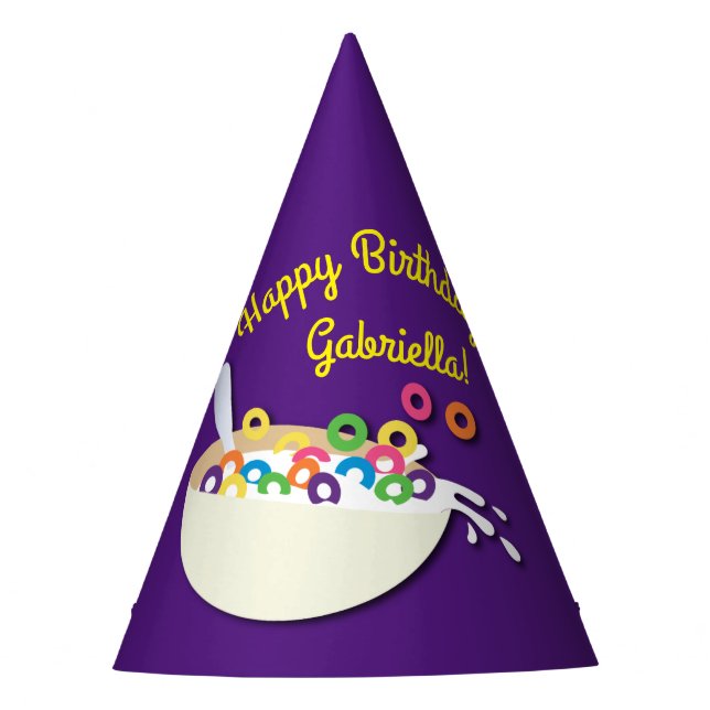 Cereal Bowl Sleepover Birthday Party Party Hat (Front)