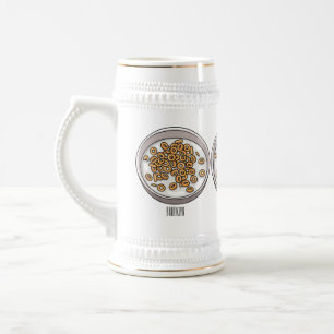 Cereal cartoon illustration beer stein