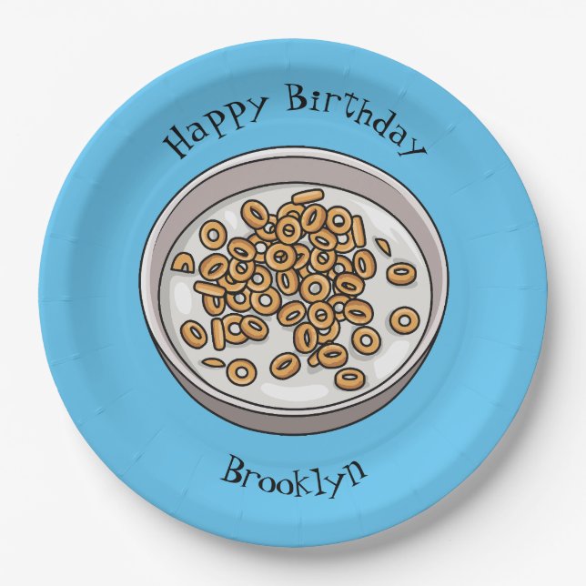 Cereal cartoon illustration paper plate (Front)