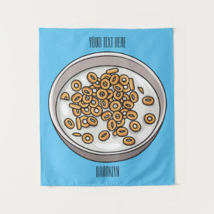 Cereal cartoon illustration tapestry