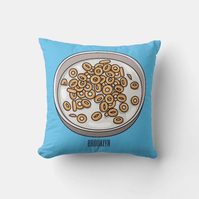 Cereal cartoon illustration  throw pillow (Front)