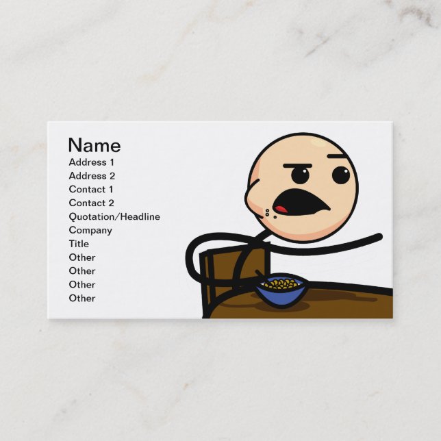 Cereal Guy Business cards (Front)