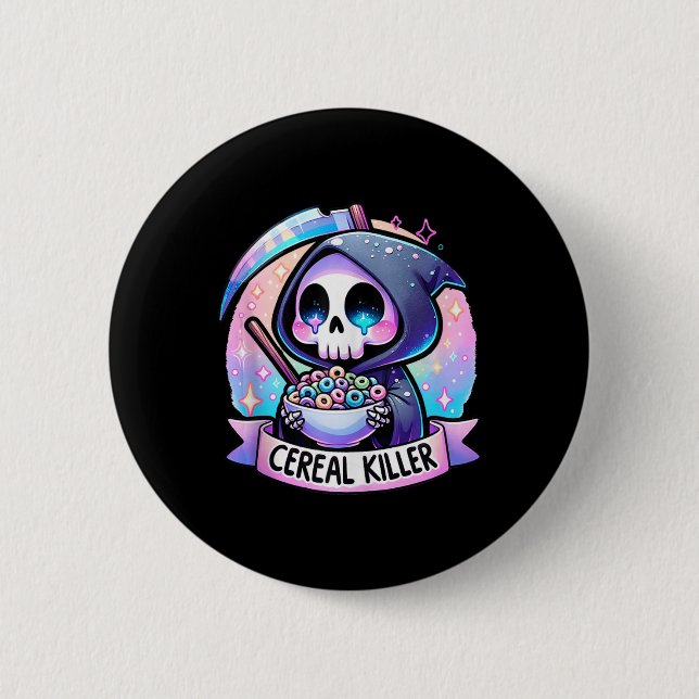 Cereal Killer Breakfast Cereal Bowl Cereals Skull  2 Inch Round Button (Front)