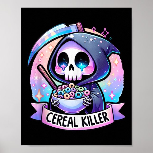 Cereal Killer Breakfast Cereal Bowl Cereals Skull  Poster (Front)