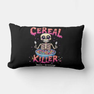 Cereal Killer Breakfast Funny Cereal Bowl Skeleton Lumbar Pillow