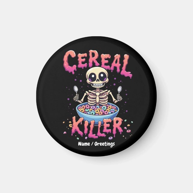 Cereal Killer Breakfast Funny Cereal Bowl Skeleton Magnet (Front)