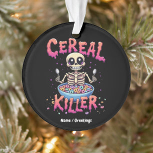 Cereal Killer Breakfast Funny Cereal Bowl Skeleton Ornament