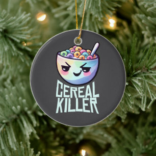 Cereal Killer Breakfast Pun Ceramic Ornament