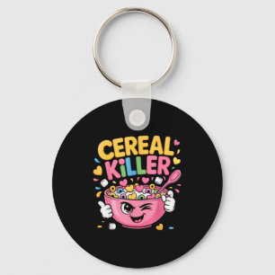 Cereal Killer Cartoon Bowl Funny Breakfast  Keychain