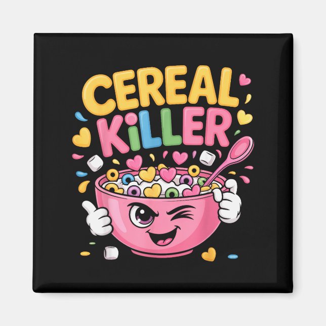 Cereal Killer Cartoon Bowl Funny Breakfast  Magnet (Front)