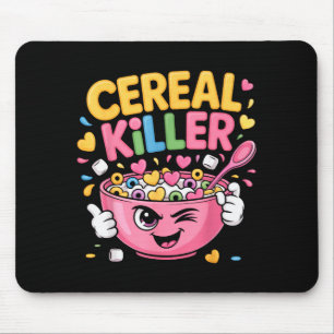 Cereal Killer Cartoon Bowl Funny Breakfast Mouse Pad