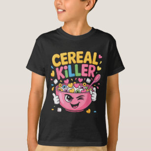 Cereal Killer Cartoon Bowl Funny Breakfast T-Shirt