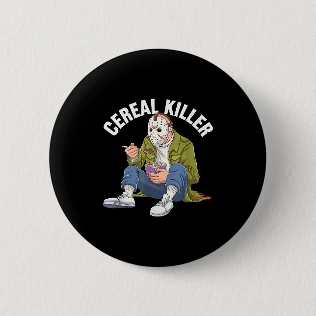 Cereal Killer Funny Halloween Horror Movie Masked  2 Inch Round Button (Front)