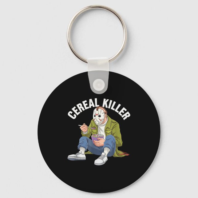 Cereal Killer Funny Halloween Horror Movie Masked  Keychain (Front)