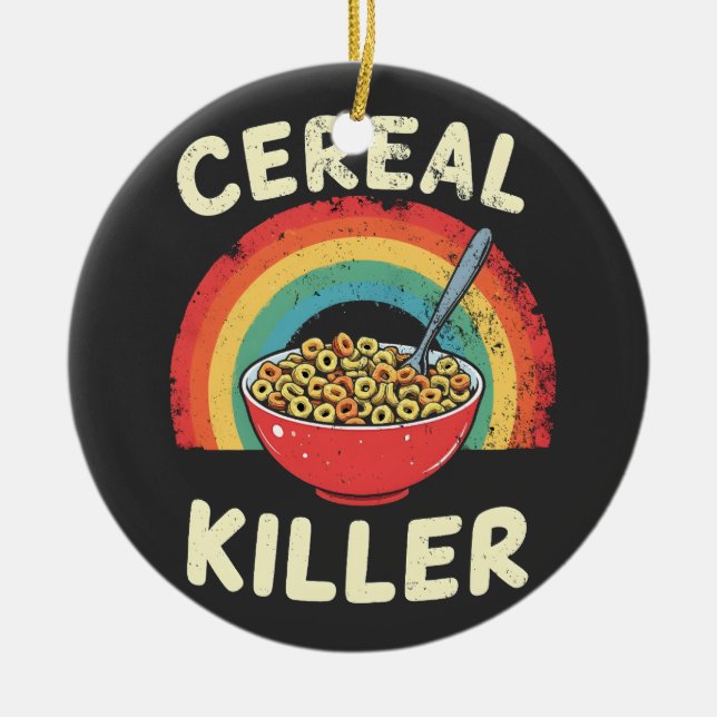 Cereal Killer Mens Food Pun True Crime Ceramic Ornament (Front)