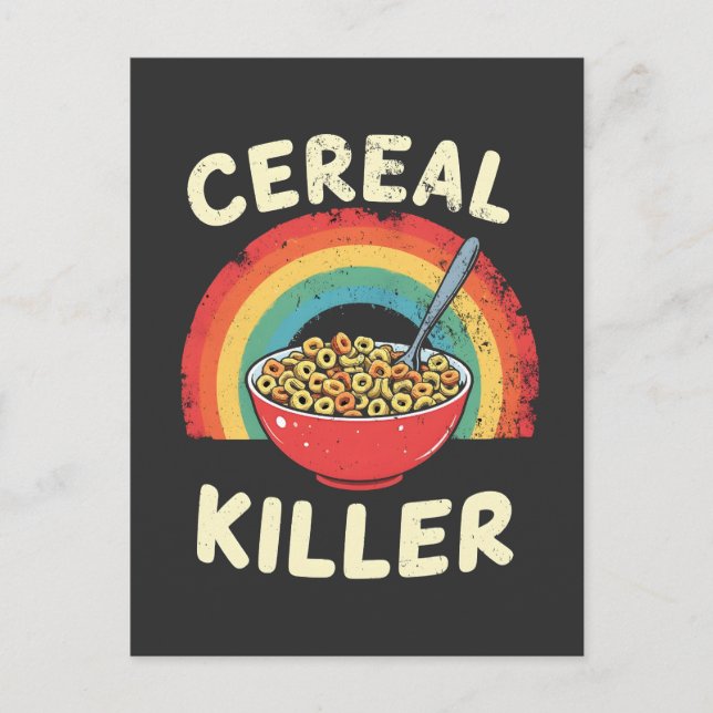 Cereal Killer Mens Food Pun True Crime Postcard (Front)