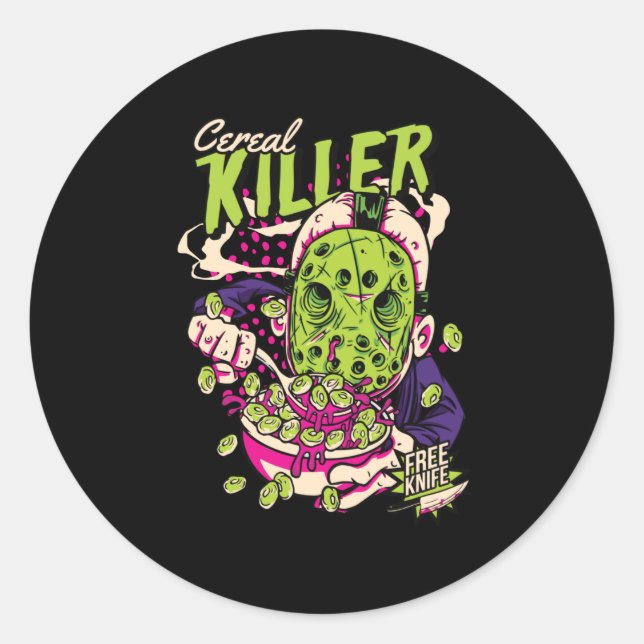 Cereal Killer scary and funny morning cereals Classic Round Sticker (Front)