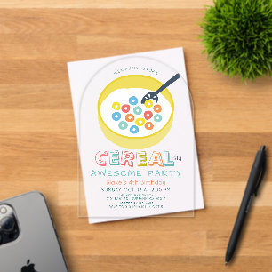 Cereal-sly Awesome Yellow Cereal 1st Birthday Acrylic Invitations
