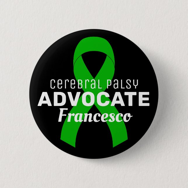 Cerebral Palsy Advocate Ribbon Black Button (Front)