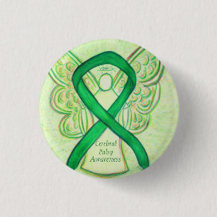 Cerebral Palsy Awareness Angel Ribbon Art Pin