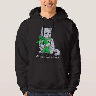 Cerebral Palsy Awareness Month Green Ribbon Cat Hoodie