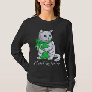 Cerebral Palsy Awareness Month Green Ribbon Cat T-Shirt