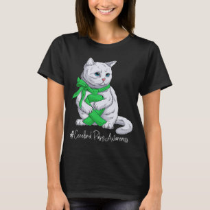 Cerebral Palsy Awareness Month Green Ribbon Cat T-Shirt