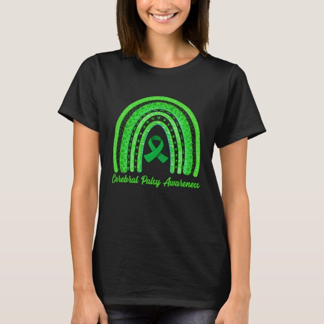 Cerebral Palsy Awareness Month Retro Rainbow Brain T-Shirt (Front)