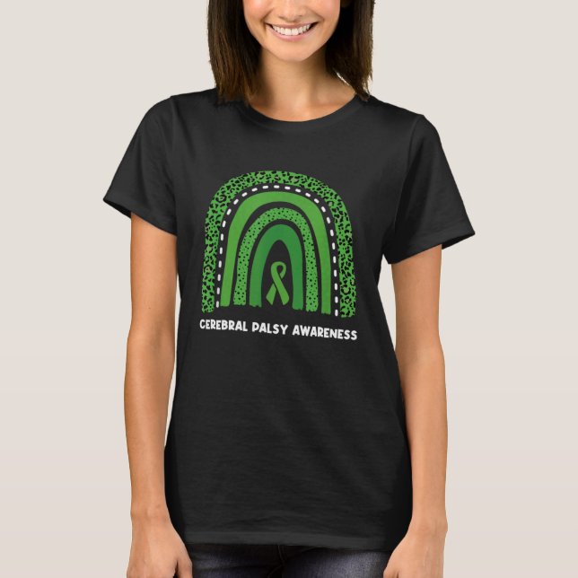 Cerebral Palsy Awareness Month Retro Rainbow Brain T-Shirt (Front)