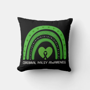 Cerebral Palsy Awareness Month Retro Rainbow Brain Throw Pillow