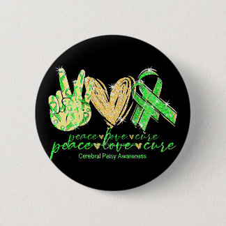 Cerebral Palsy Awareness Peace Love Cure Costume 2 Inch Round Button