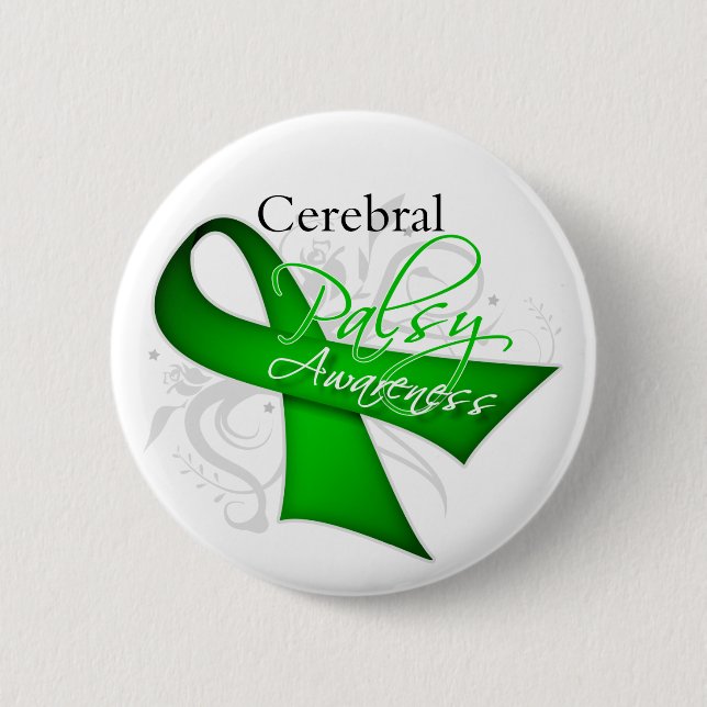 Cerebral Palsy Awareness Ribbon 2 Inch Round Button (Front)