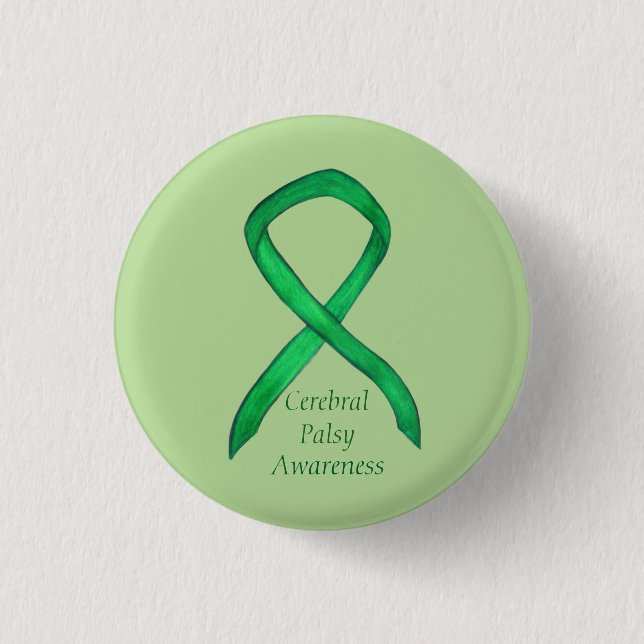 Cerebral Palsy Awareness Ribbon Custom Art Pin (Front)